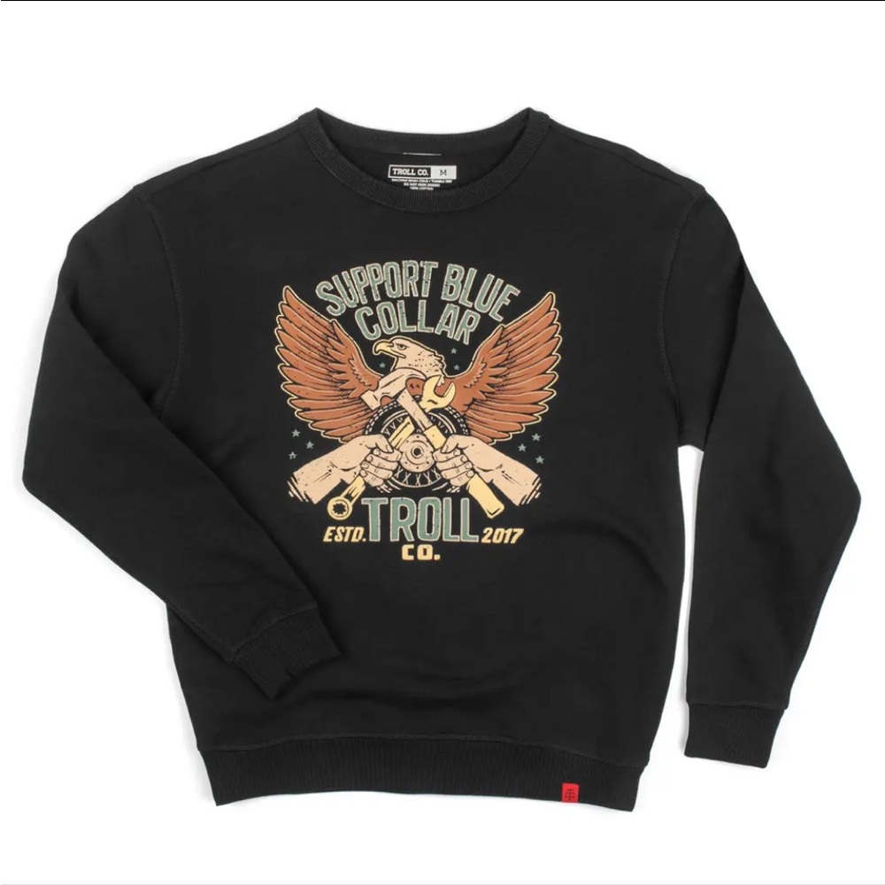 Women’s Black 'Support Blue Collar' Graphic spring / summer Crewneck